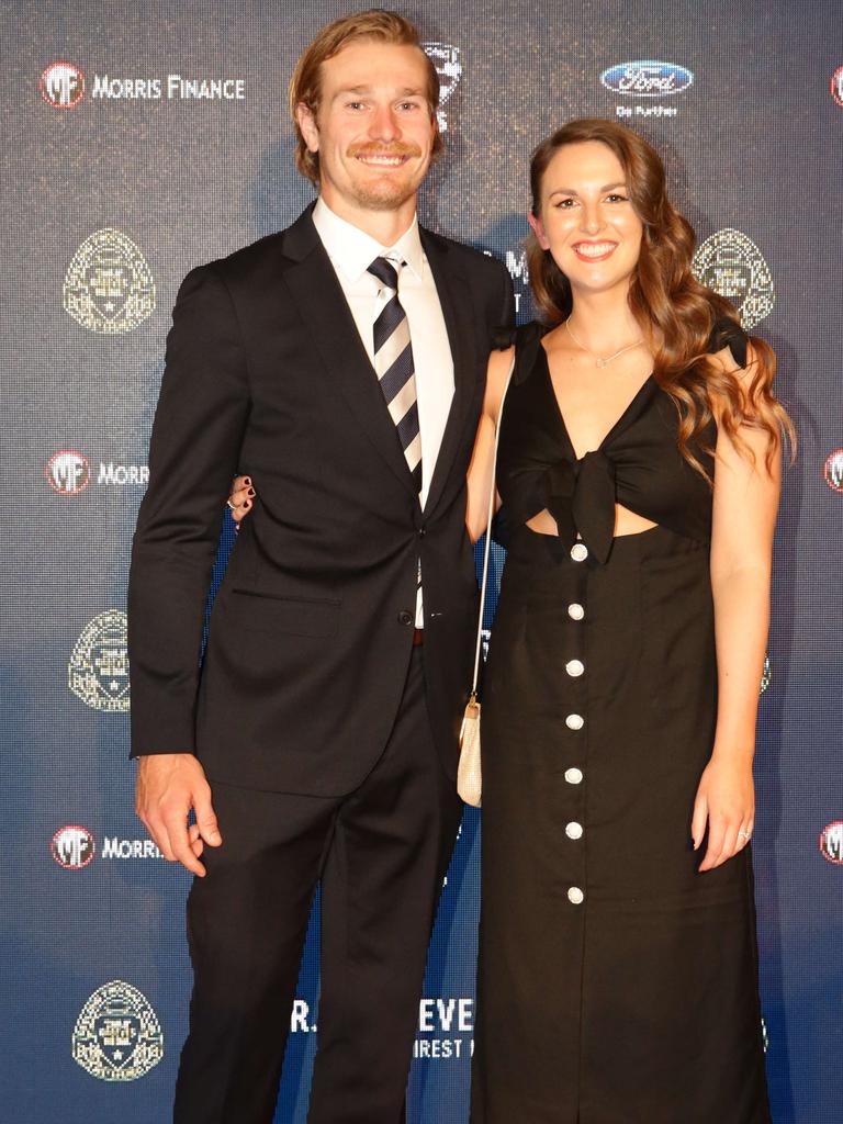 Tom Stewart and Emma Richards. Carji Greeves red carpet arrivals. Picture: Peter Ristevski