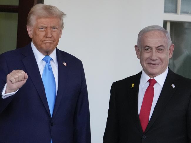 President Donald Trump greets Israeli Prime Minister Benjamin Netanyahu as he arrives at the West Wing of the White House, Tuesday, Feb. 4, 2025, in Washington. (AP Photo/Alex Brandon)