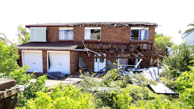 A house on Leura Drive which was heavily damaged. Pics Adam Head