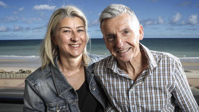 Bruce McAvaney and wife, Annie, made the 1377km journey from Sydney to Adelaide before the state borders closed. Picture: Sarah Reed.