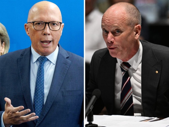 Former Queensland premier Campbell Newman, right, has warned Peter Dutton of the difficulty of cutting the public service.