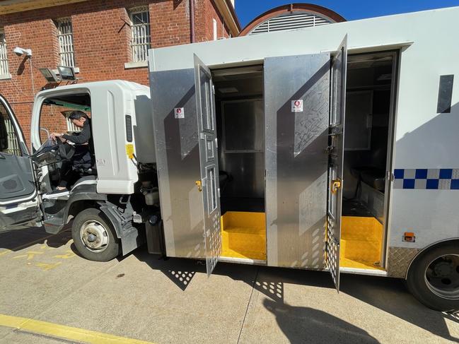 A prison van, also called a court escort vehicle, similar to that which carried Jason Paul Hawkins and the prosecution witness to and from Newcastle courthouse. Picture: Supplied.