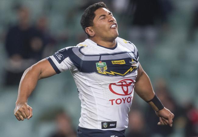 Jason Taumalolo celebrates a try.