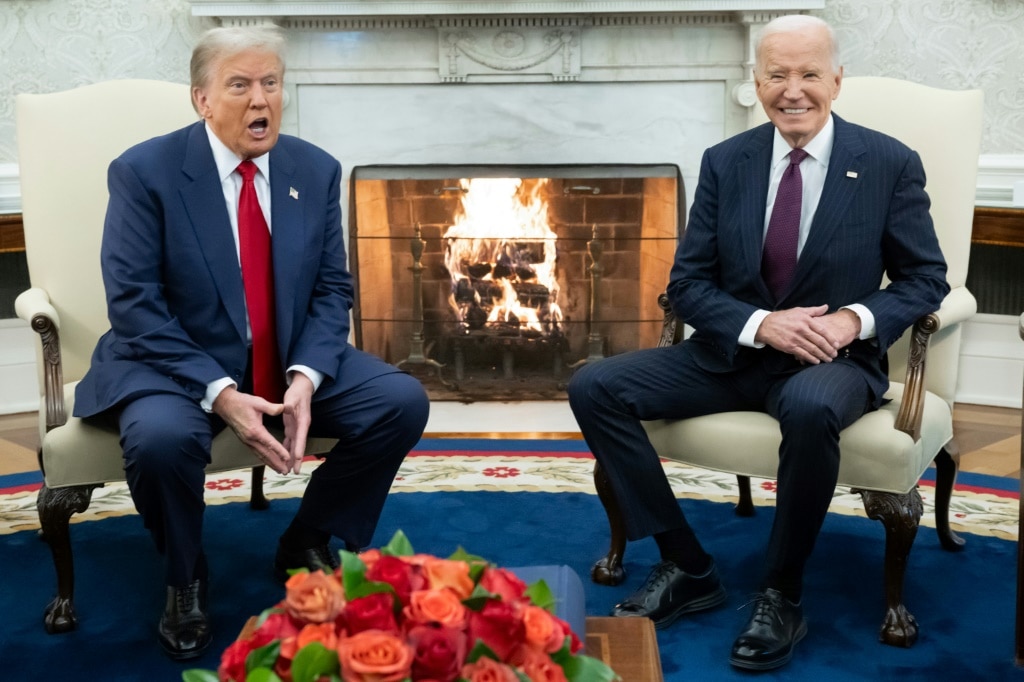 ‘Welcome back’: Trump, Biden shake hands in White House