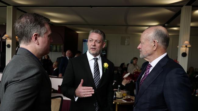 New leadership, from left: Crown Melbourne CEO Mike Volkert, Crown Resorts CEO Ciaran Carruthers and crown Sydney CEO Mark McWhinnie. Picture: Luis Enrique Ascui