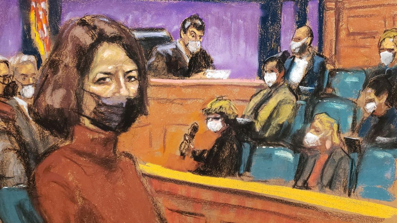 Jeffrey Epstein’s associate Ghislaine Maxwell sits as the guilty verdict in her sex abuse trial is read in a courtroom sketch. Picture: Reuters/Jane Rosenberg