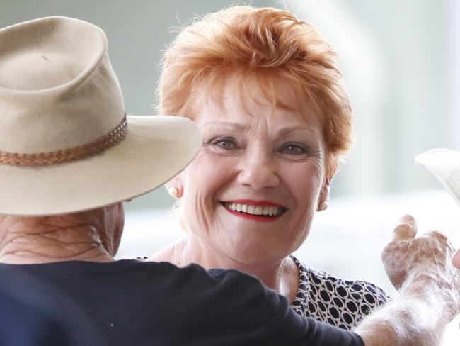 One Nation Leader, Pauline Hanson mixing with the public at Glenmore State High School