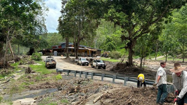 Queensland Parks and Wildlife Service rangers have taken their specialist skills and equipment off-park to support the ongoing clean-up of Wujal Wujal following severe flooding from ex-Tropical Cyclone Jasper. Picture: Supplied