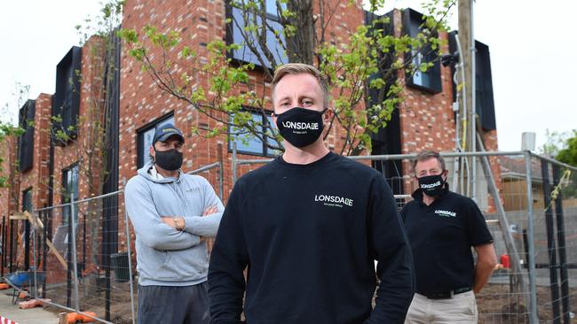 Developer Nick Lonsdalewith with Chris Leeton (left) and Bob Sullivan (right). Picture: Josie Hayden