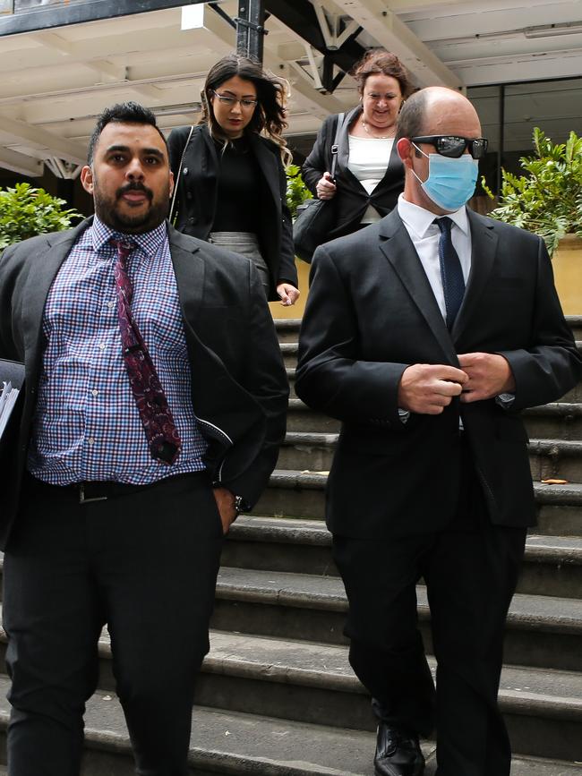 Gruber, right, leaves court with his lawyer Javid Faiz, left. Picture: NCA NewsWire/Gaye Gerard