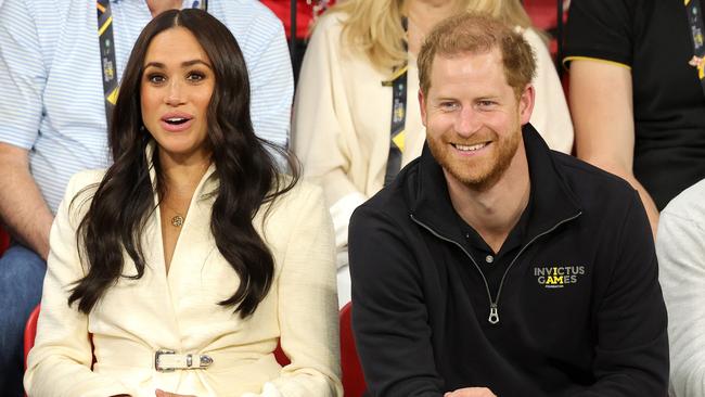 Meghan and Harry at the sitting volleyball during day two of the Invictus Games. Picture: Chris Jackson/Getty Images for the Invictus Games Foundation