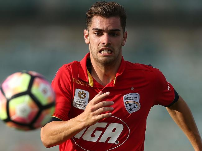 CANBERRA, AUSTRALIA - FEBRUARY 05: Ben Garuccio of United in action during the round 18 A-League match between the Central Coast Mariners and Adelaide United  at GIO Stadium on February 5, 2017 in Canberra, Australia.  (Photo by Mark Metcalfe/Getty Images)