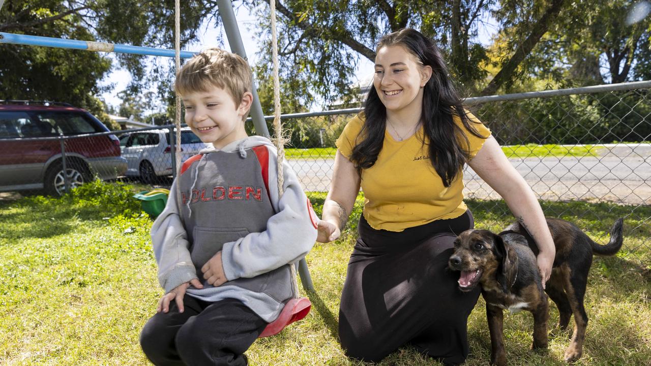 Hayley Harris, pictured with her son Levi Harris-Barber, 4, is grateful to have access to the services of the Rainbow Baby Project. Picture: Matthew Poon