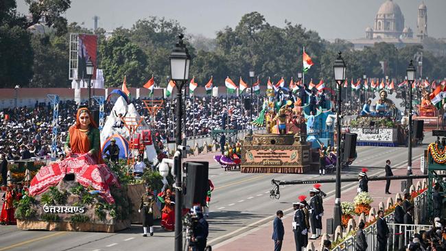 Floats from India's Uttarakhand state take part country’s Republic Day parade in New Delhi on Sunday. Picture: AFP