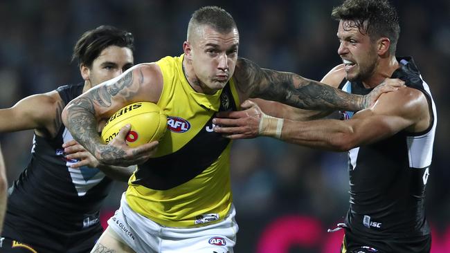 Richmond star Dustin Martin is chasing a Brownlow Medal votes record. Picture: Sarah Reed. <a capiid="f224949a855f469dd671a9f8fb08ae91" class="capi-video">It's Tiger time!</a>