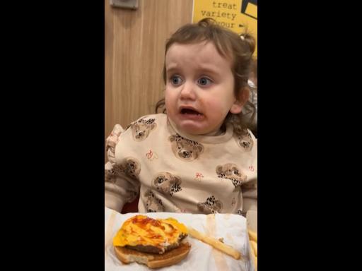 Little girl has hilarious reaction after trying Mcdonald's gerkin