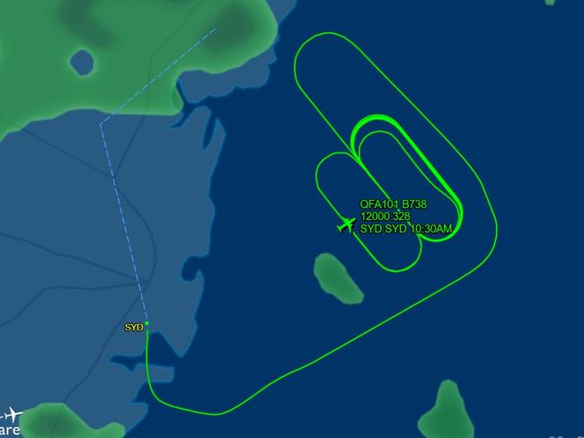 Qantas flight runs loops in air. Picture: FlightAware