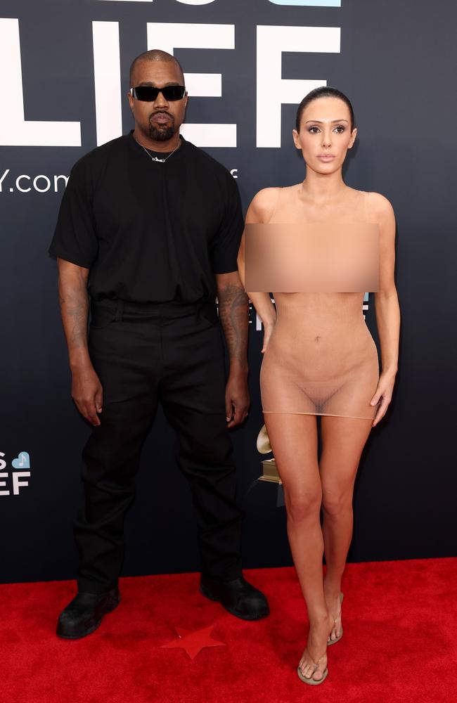 West went on an antisemitic spree, just days after his Grammys stunt with wife Bianca Censori. Picture: Matt Winkelmeyer/Getty Images