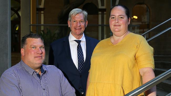 eter and Sarah Milosevic with their state MP Jim McDonald. Picture: David Clark