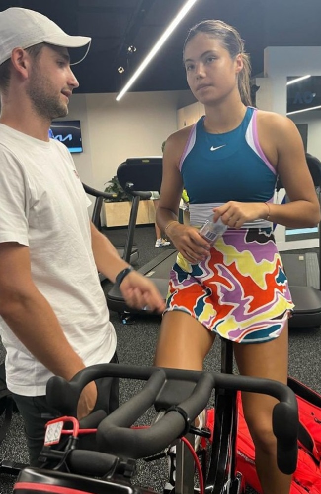 Emma Raducanu in the gym earlier this year. Photo: Instagram, Emma Raducanu.