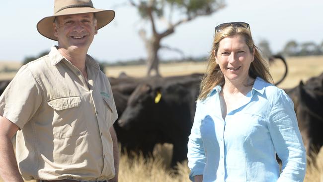 Nick and Vicki Sher on their Wagyu property at Ballan.