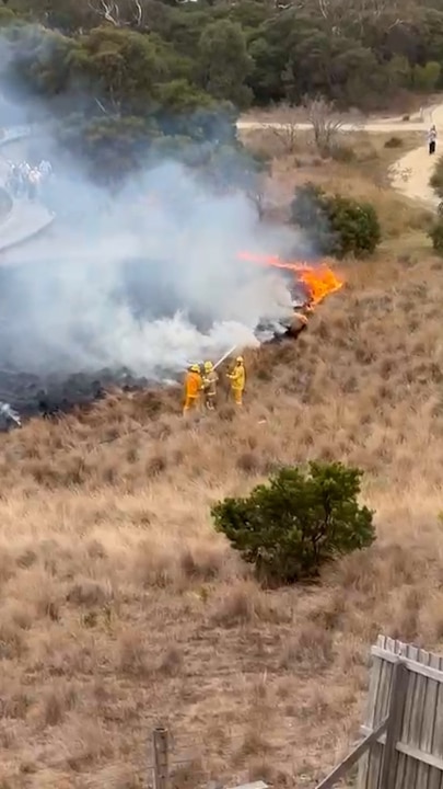 Grass fire in Spring Creek Reserve