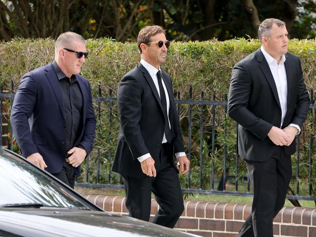 Paul Gallen, Andrew Johns and Josh Morris arriving at the funeral. Picture: NewsWire / Damian Shaw