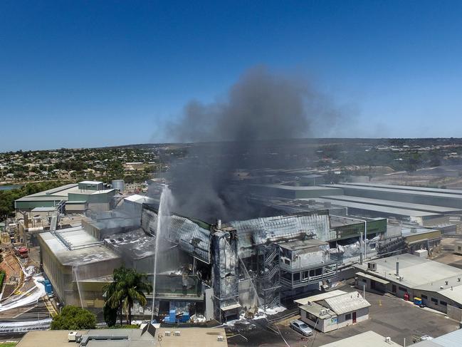 An aerial view of the factory fire in January 4, 2018. Photo Roy Vandervegt / AAP.