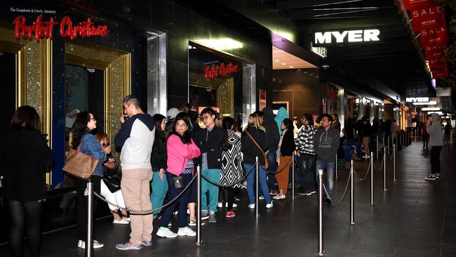 Shoppers queued before dawn to get a bargain at Myer. Picture: Nicole Garmston