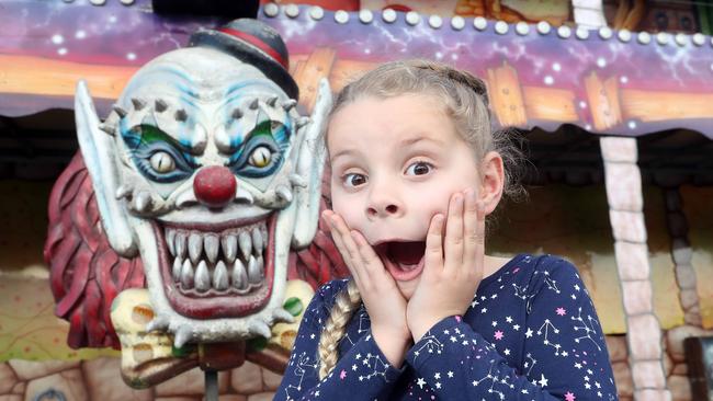 Gold Coast Show is on from tomorrow. Photo of Billie Frampton (6) getting spooked. Photo by Richard Gosling