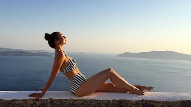 Ricki-Lee Coulter in Santorini ... "Breathing it all in and making the most of every minute!" Picture: Instagram