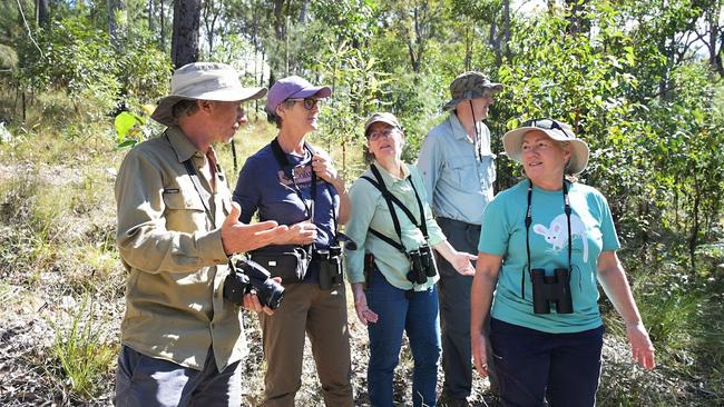 Tina Raveneau (far right) joined other Wide Bay greater glider spotters at the end of July in a state forest near Maryborough. Image credit: Queensland Conservation Council.