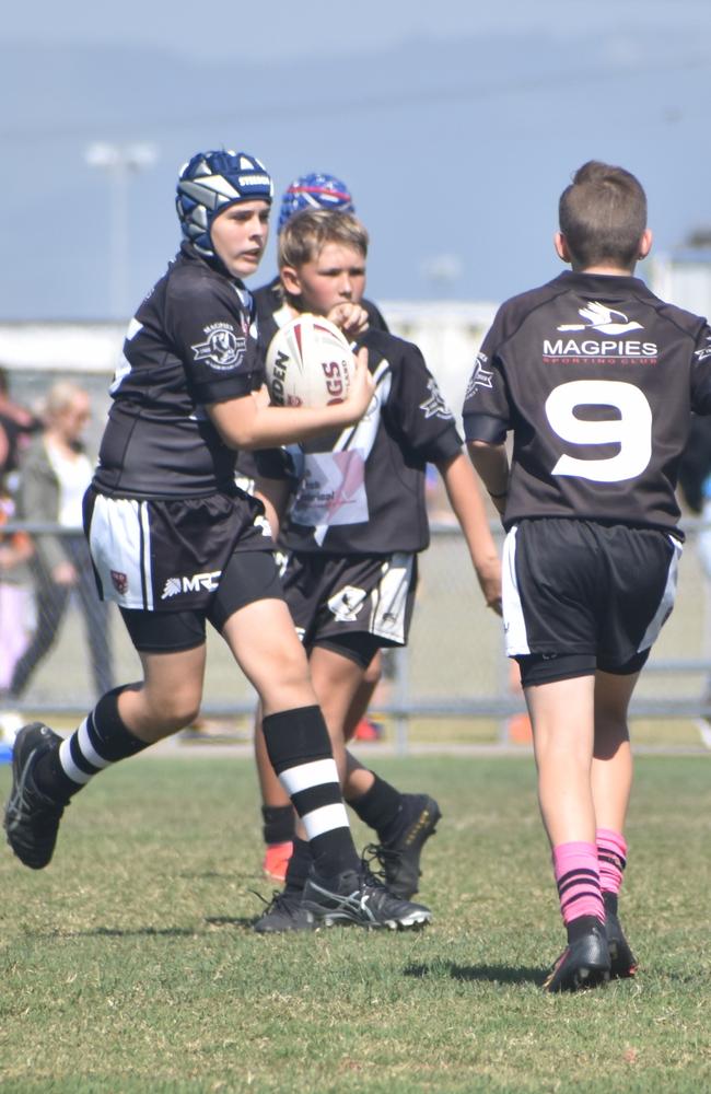 Kaleb Phillips in the Magpies Black v Mackay Magpies clash in the RLMD U13s final in Mackay, August 14, 2021. Picture: Matthew Forrest