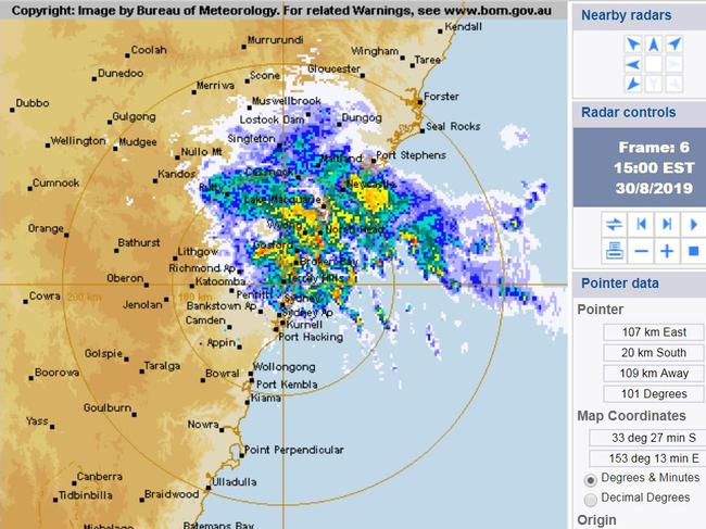 Weather radar on Friday, August 30 shows the line between the rain band over Sydney and not falling on the catchment.