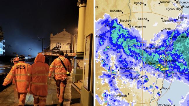 The SES on patrol in Lismore ahead of the huge rain bomb facing the region.