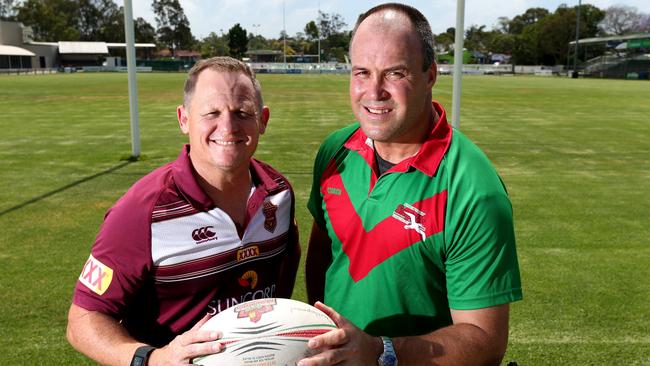 Kevin Walters and Craig Greenhill at Kougari Oval. Picture: Richard Walker