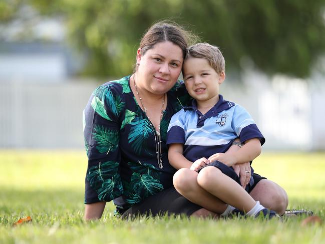 Jenny Knight, whose father Geoff Copland was killed on Venner Rd in August, with her son Ben, 5. Picture: Peter Wallis