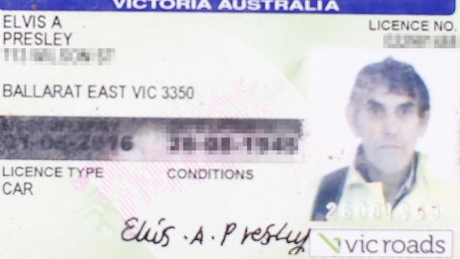 Elvis Aaron Presley of Ballarat’s driving licence. Picture: Bradley Hunter