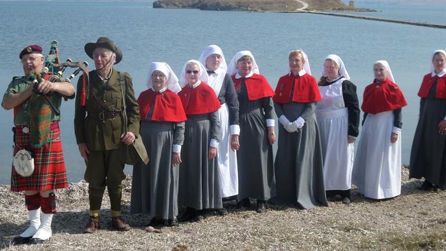 Supplied photo of WW1 nurses re-enactment on Lemnos. Picture: Supplied for Ian McPhedran story