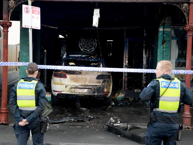 Police at the scene on Monday. Picture: Andrew Henshaw