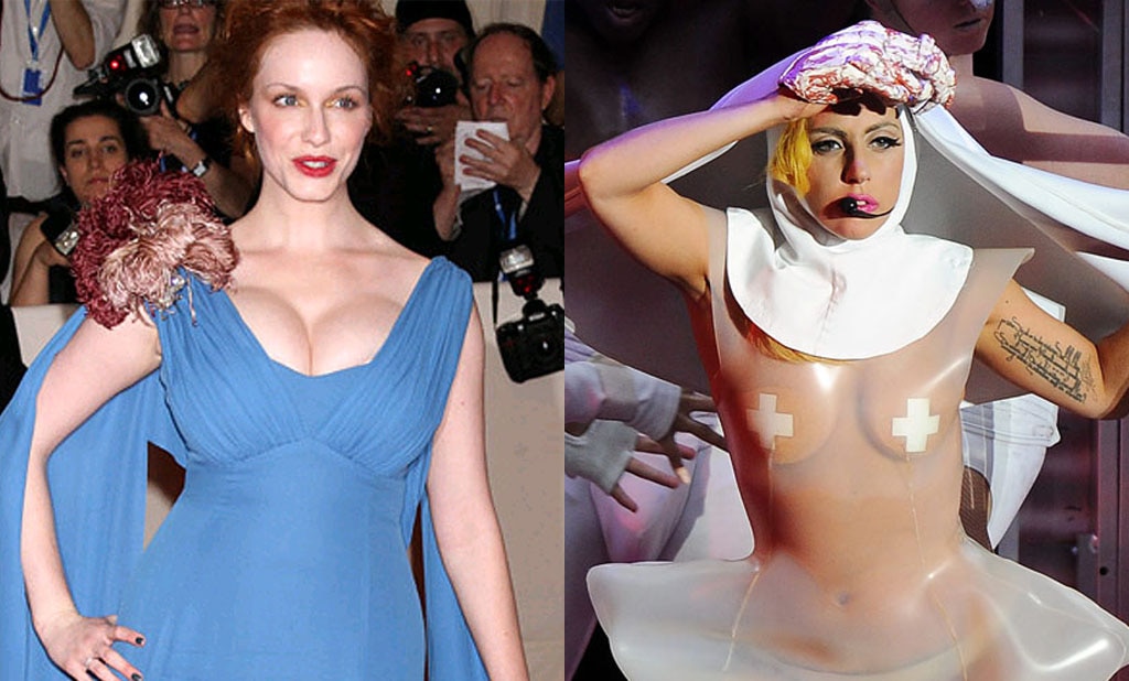 Lady Gaga (right) came in as the eighth least desirable celebrity, while Mad Men's Christina Hendricks was on the most desirable list at eighth spot. Picture: Images from AAP, Bang ShowBiz