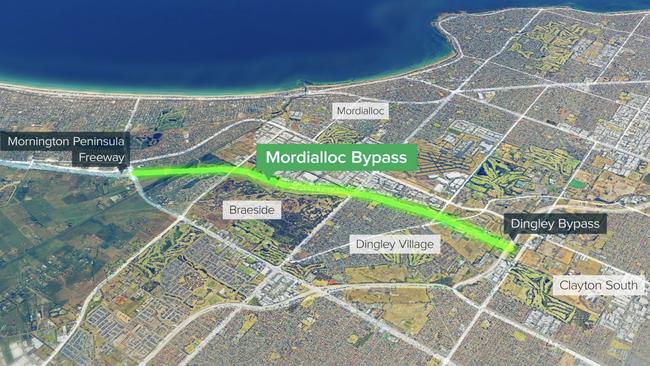 Where the Mordialloc Bypass will connect the Mornington Peninsula Freeway and Dingley Bypass. Picture: VicRoads