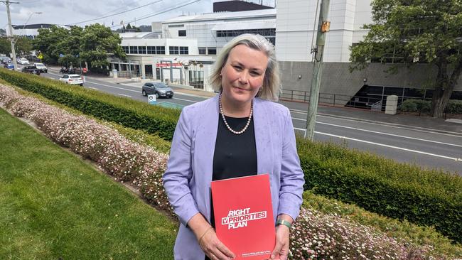 Labor health spokeswoman Anita Dow outside the Launceston General Hospital, October 24, 2023. Picture: Alex Treacy