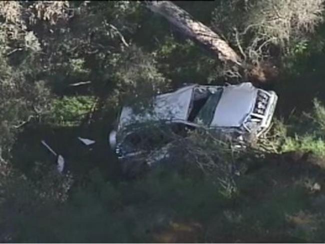 The wrecked 4WD the four were in when the accident occurred. Picture: 9 News Sydney/Twitter