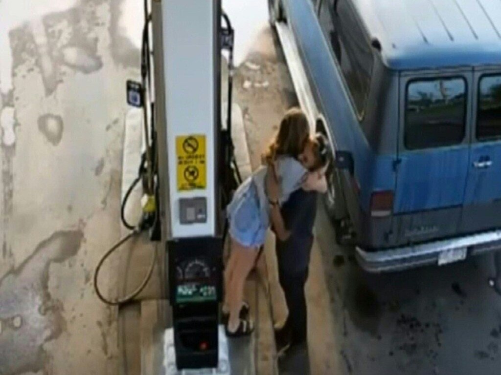 The happy couple were seen at a Fort Nelson petrol station on July 13. Picture: Royal Canadian Mounted Police/AFP