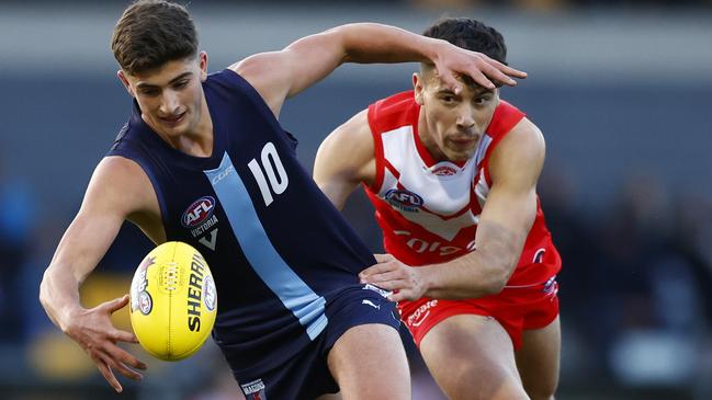 Harry Sheezel makes things happen inside 50. Picture: Mike Owen/AFL Photos/via Getty Images