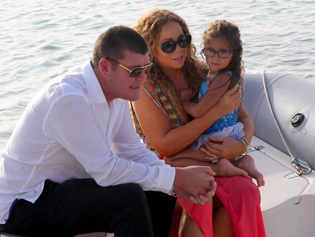 Mariah Carey and James Packer in Formentera, Balearic Islands, with her children. Picture: Splash