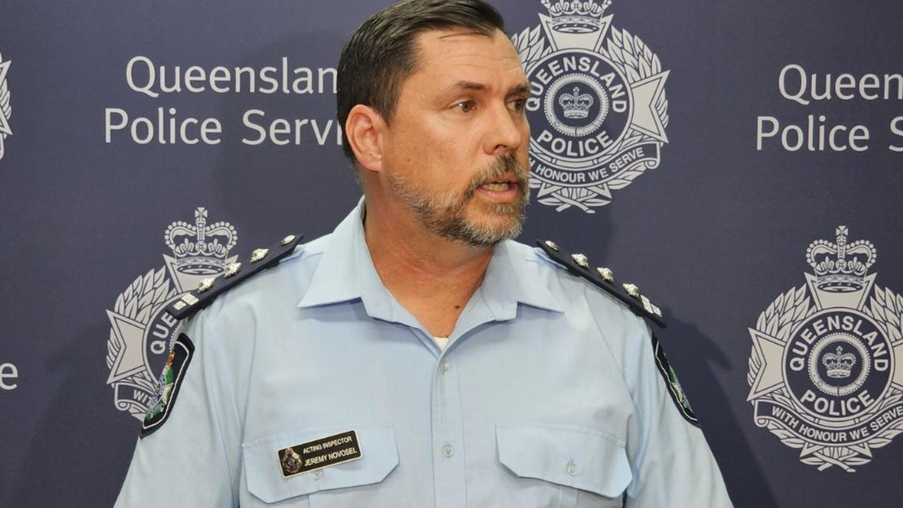 Acting Inspector Jeremy Novosel talks about road fatalities across the Mackay district at a press conference on July 12, 2023. Picture: Contributed