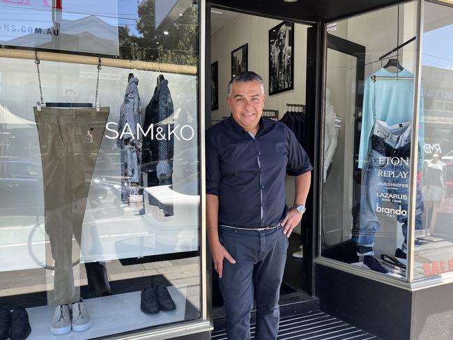 Sam & Ko menswear owner Sam Koulis is pushing for a greater police presence and investment from council to keep Chapel St alive. Picture: Grace Frost
