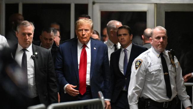 Former US President Donald Trump arrives to speak to the press at Manhattan Criminal Court. Picture: Angela Weiss/AFP